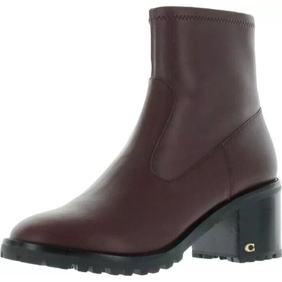 Coach Burgundy Heeled Boots - Picture 1 of 4